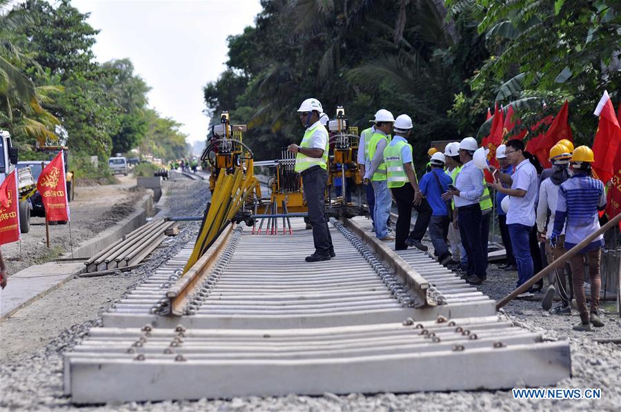 SRI LANKA-MATARA-CHINA-BUILT RAILWAY-TRACK-LAYING COMMENCEMENT