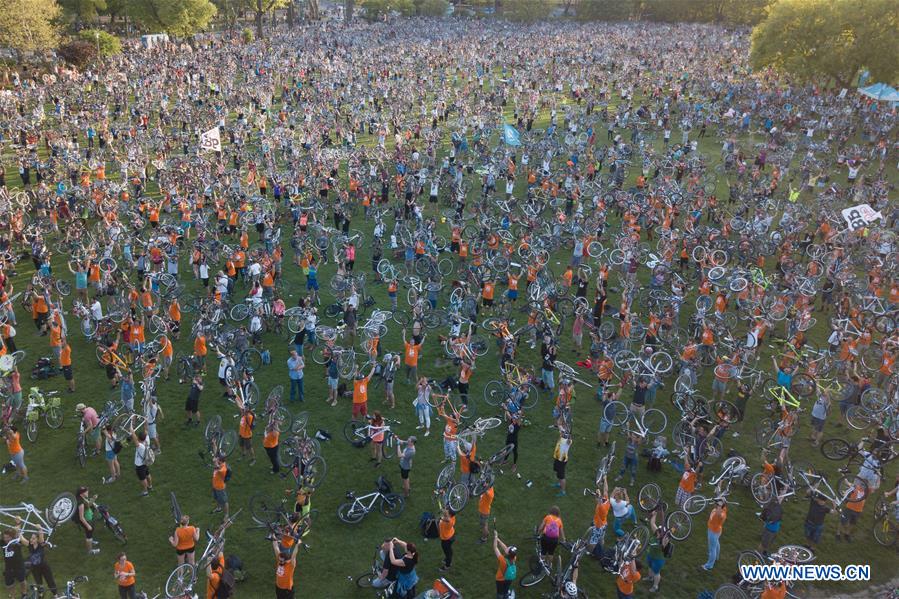 HUNGARY-BUDAPEST-BICYCLE-PROCESSION