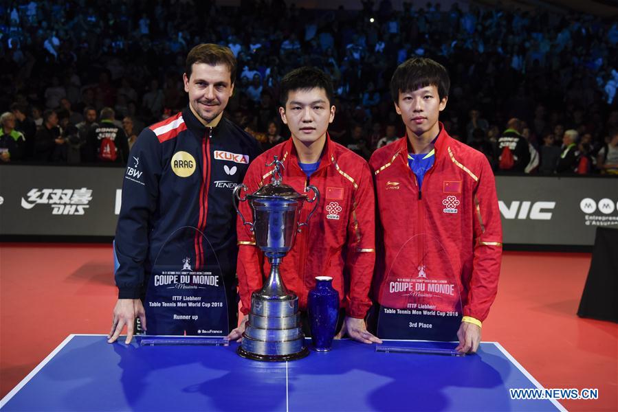 (SP)FRANCE-CHESSY-2018 ITTF MEN'S WORLD CUP-FINAL-FAN ZHENDONG VS TIMO BOLL