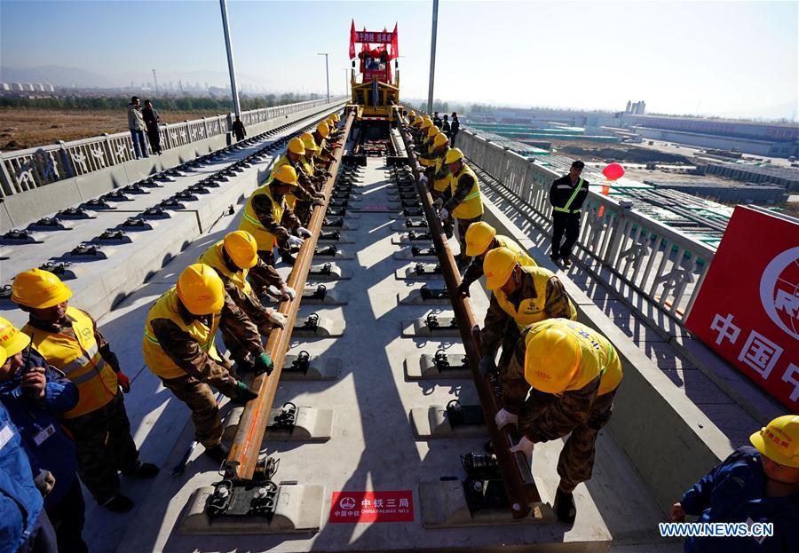 CHINA-HEBEI-BEIJING-ZHANGJIAKOU HIGH-SPEED RAILWAY-TRACK LAYING (CN)