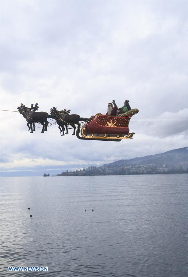 SWITZERLAND-MONTREUX-SANTA CLAUS-FLYING SLEIGH