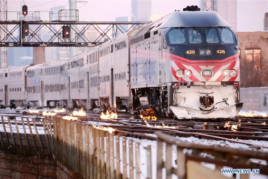 U.S.-CHICAGO-EXTREME COLD-TRAIN TRACK-FIRE