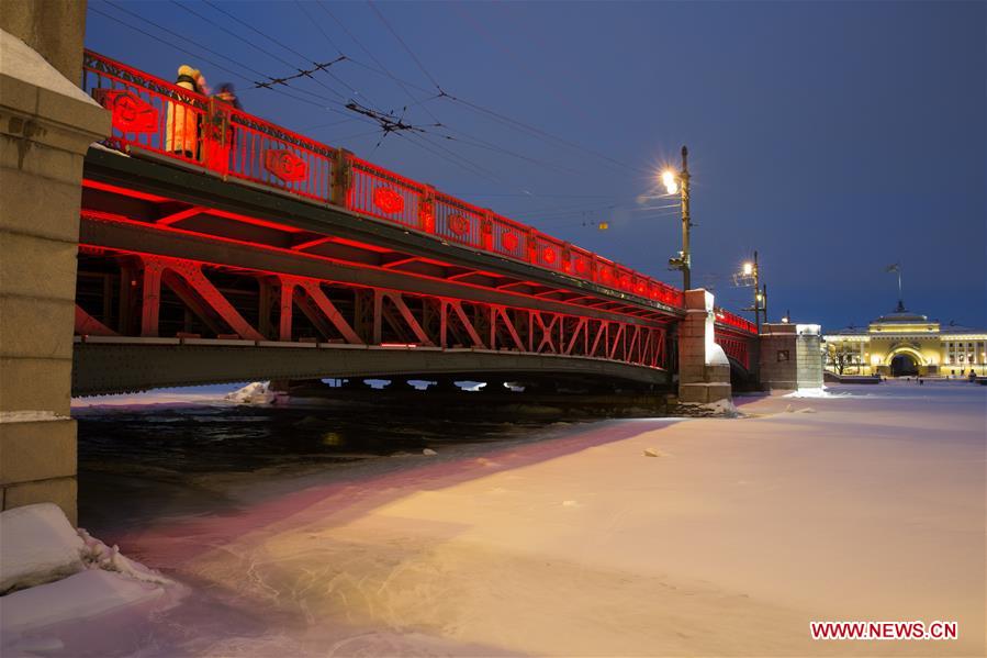 RUSSIA-ST. PETERSBURG-PALACE BRIDGE-CHINESE LUNAR NEW YEAR