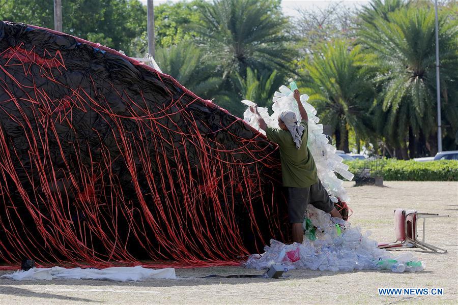 PHILIPPINES-PASAY CITY-WHALE-GARBAGE-ART INSTALLATION