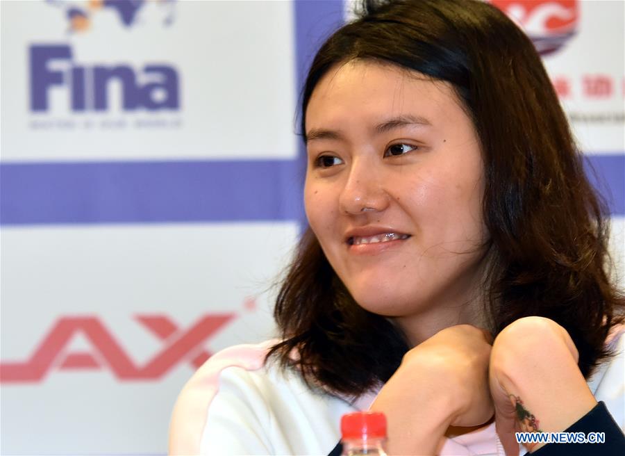 (SP)CHINA-GUANGZHOU-SWIMMING-FINA PRESS CONFERENCE