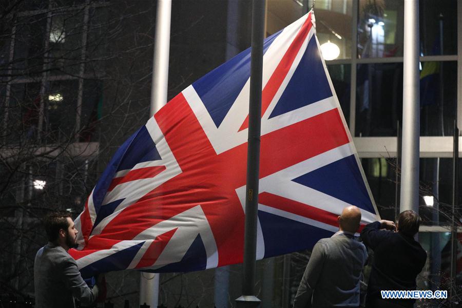 BELGIUM-BRUSSELS-UK-BREXIT-FLAG LOWERING