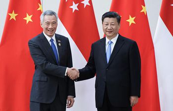 Chinese president meets Singaporean PM on promoting ties