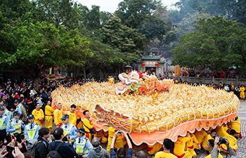 Dragon dance performed in Macao to celebrate Lunar New Year