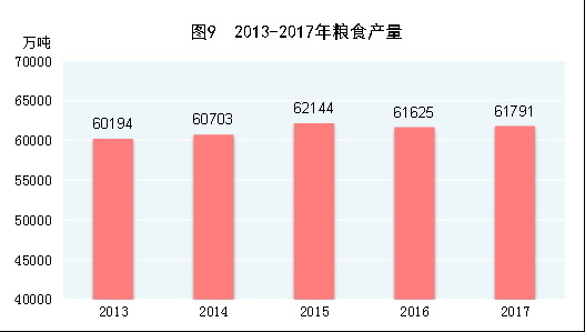 （圖表）[兩會·2017年統(tǒng)計公報]圖9：2013-2017年糧食產(chǎn)量