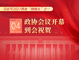 習近平2021兩會“微鏡頭”之一：3月4日 政協(xié)會議開幕，到會祝賀